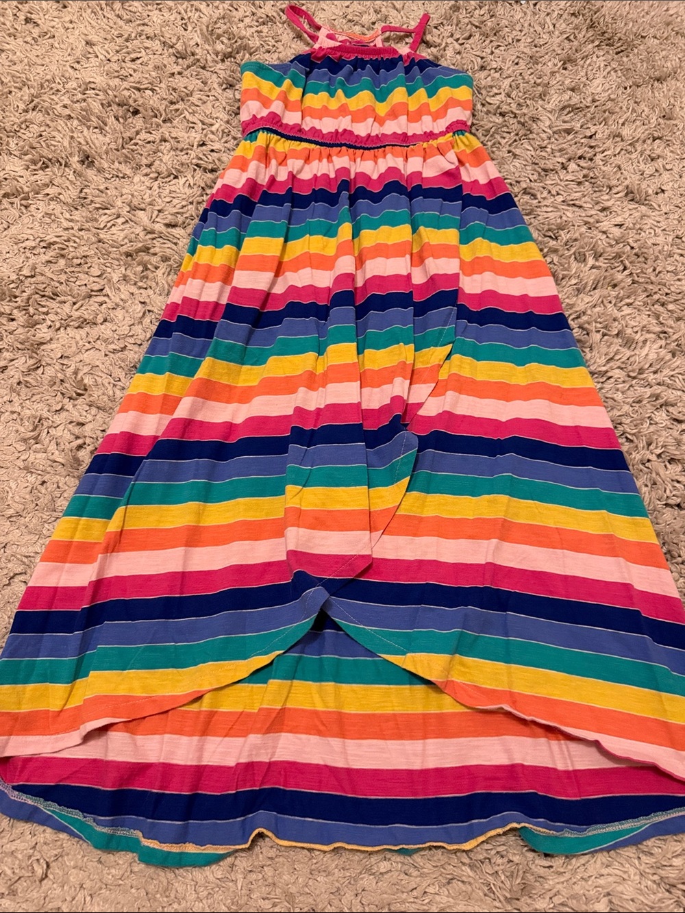 Cat & Jack Rainbow Stripe Maxi Dress, Size M (7/8)